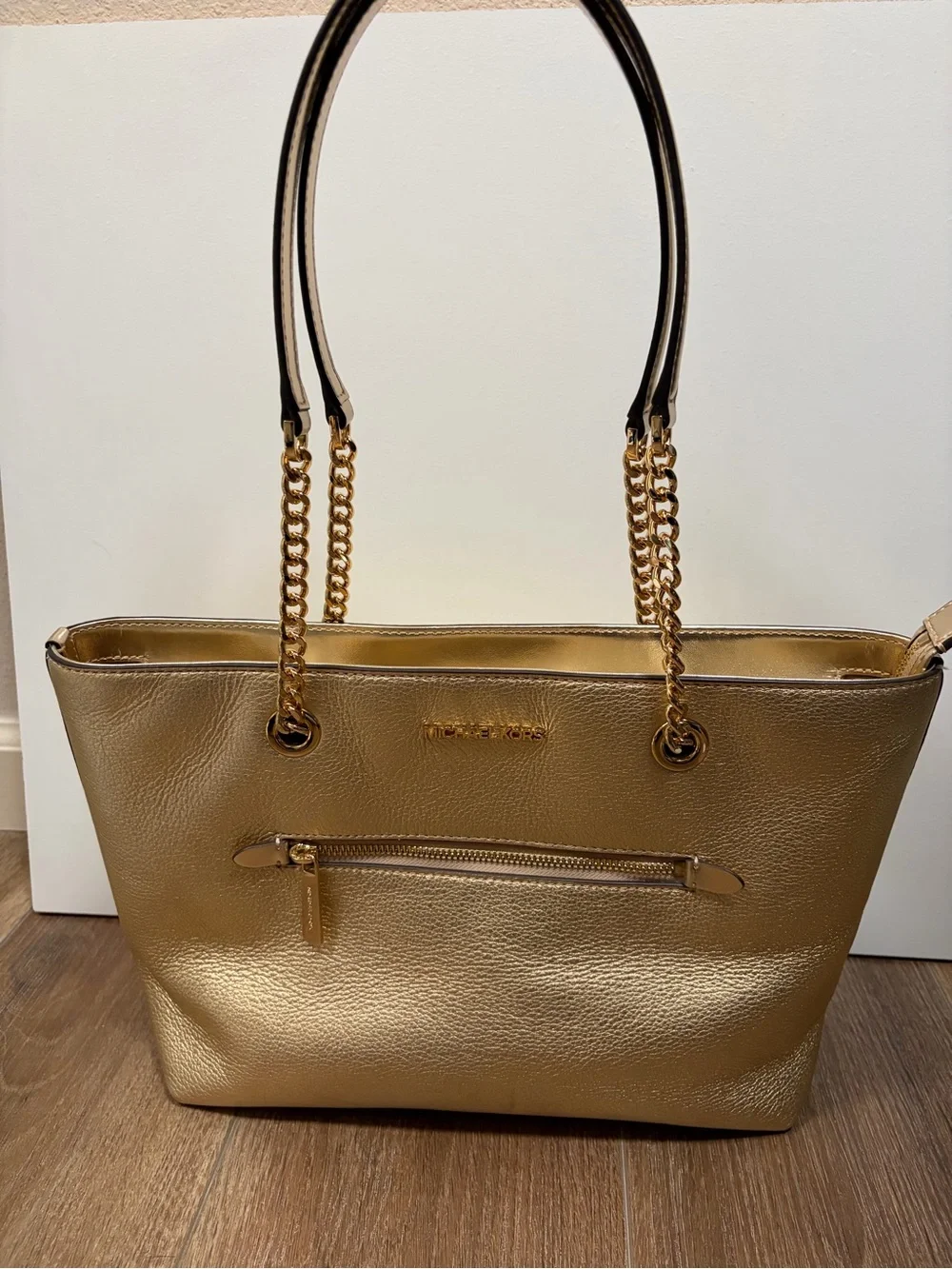 Michael Kors Gold Leather Tote Bag